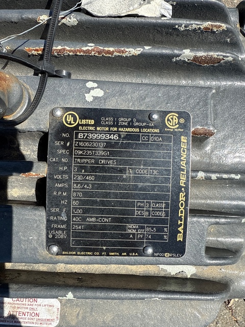 3 HP 870 RPM Baldor, Frame 254T, 230 v. - Image 4