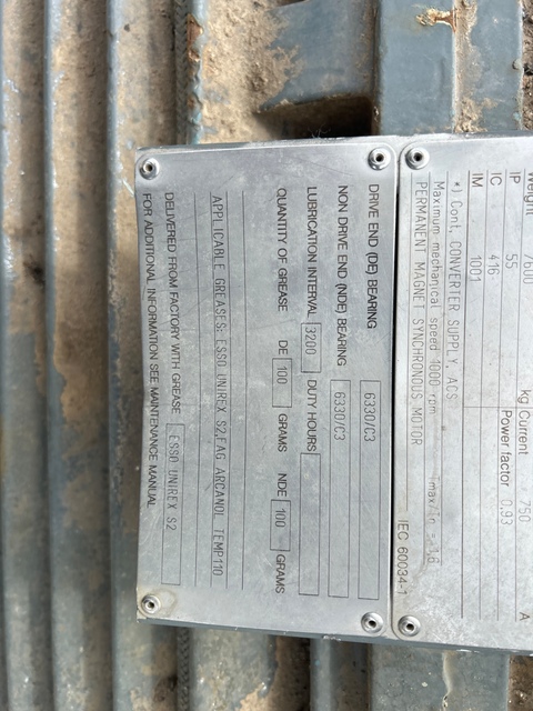 667 HP 300 RPM ABB, Frame AMZ0500LG10 RAM, TEFC, 25 Hz, 460 Volts - Image 1
