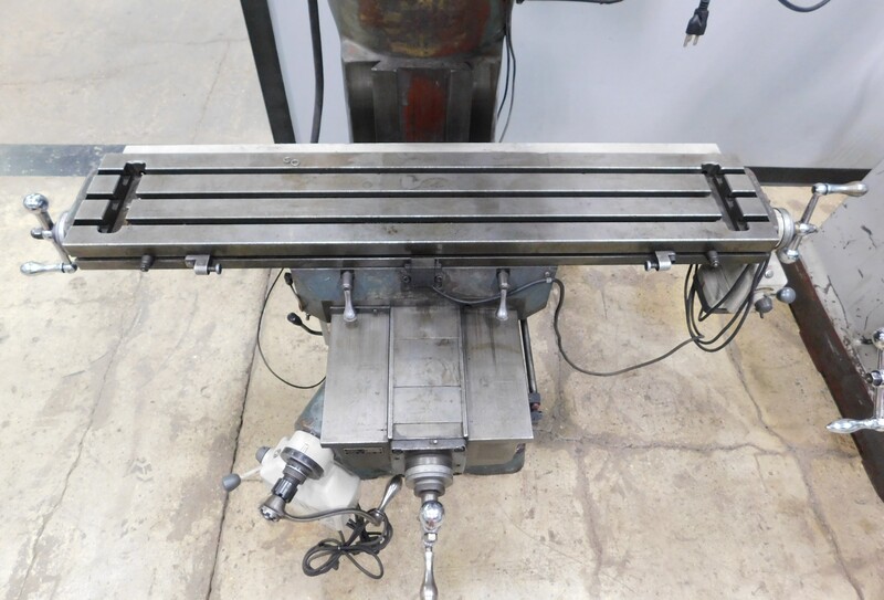 Enco / Acra #100-1597, vertical mill, 9" x49" tbl., 3 HP, 12" X, 32" Y, 16" Z, 60-4500 RPM, R-8, Newall DP700 - Image 3