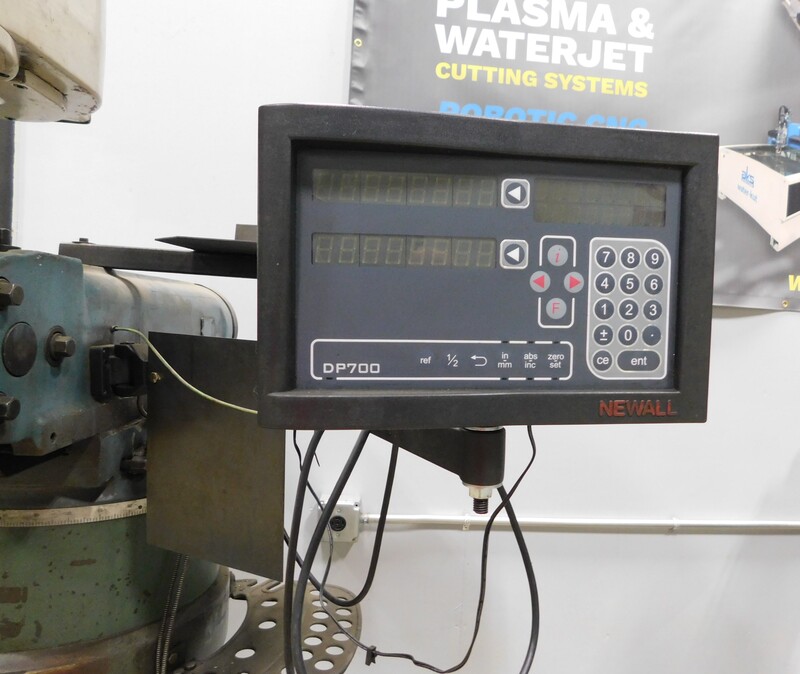 Enco / Acra #100-1597, vertical mill, 9" x49" tbl., 3 HP, 12" X, 32" Y, 16" Z, 60-4500 RPM, R-8, Newall DP700 - Image 4