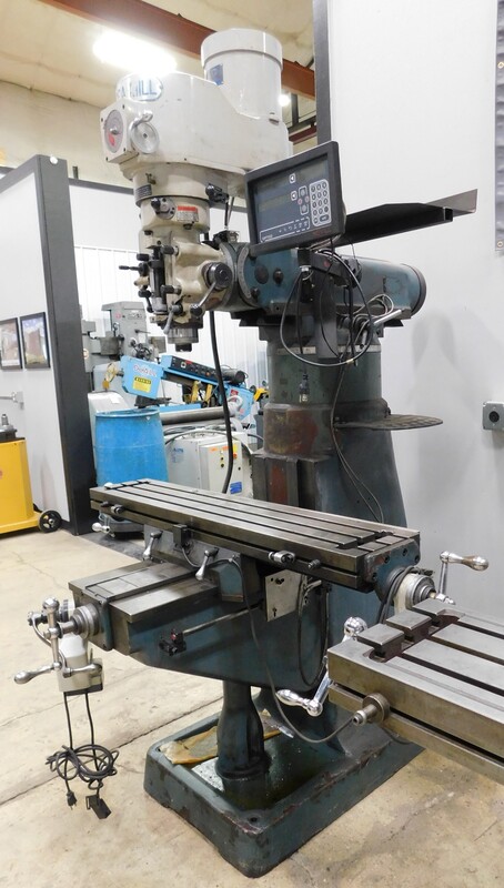Enco / Acra #100-1597, vertical mill, 9" x49" tbl., 3 HP, 12" X, 32" Y, 16" Z, 60-4500 RPM, R-8, Newall DP700 - Image 5