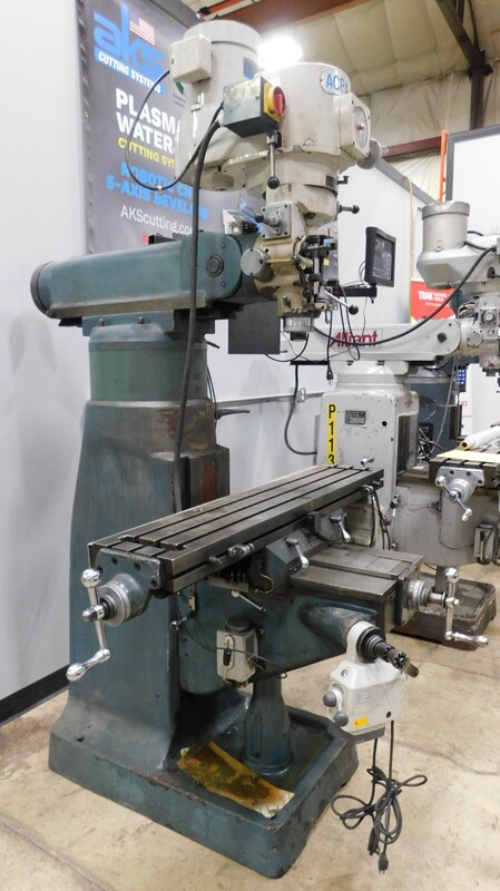 Enco / Acra #100-1597, vertical mill, 9" x49" tbl., 3 HP, 12" X, 32" Y, 16" Z, 60-4500 RPM, R-8, Newall DP700 - Image 6