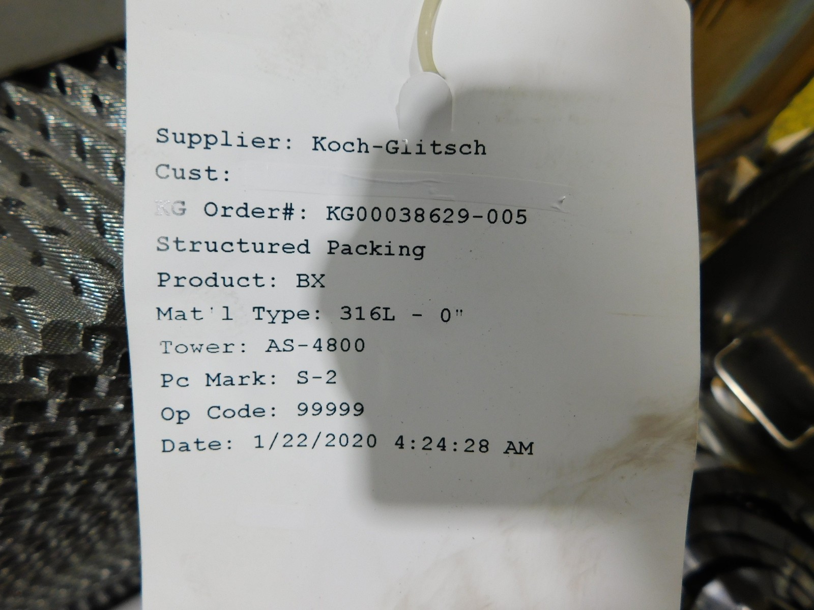 Koch Glitsch, Structured Packing, 27" x 6.75", BX Crimp Type, 316 Stainless Steel, 2020 (4 available) - Image 4