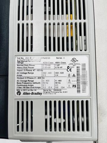 Allen-Bradley bradley 20ad2p1a0aynaeg0 powerflex 70 adjustable frequency ac drive #2249 - Image 4