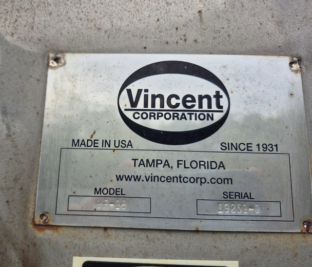 Vincent #VP-16, Dewatering Screw Press, Stainless Steel, 16" screw diameter, 30 HP TechTop motor - Image 7