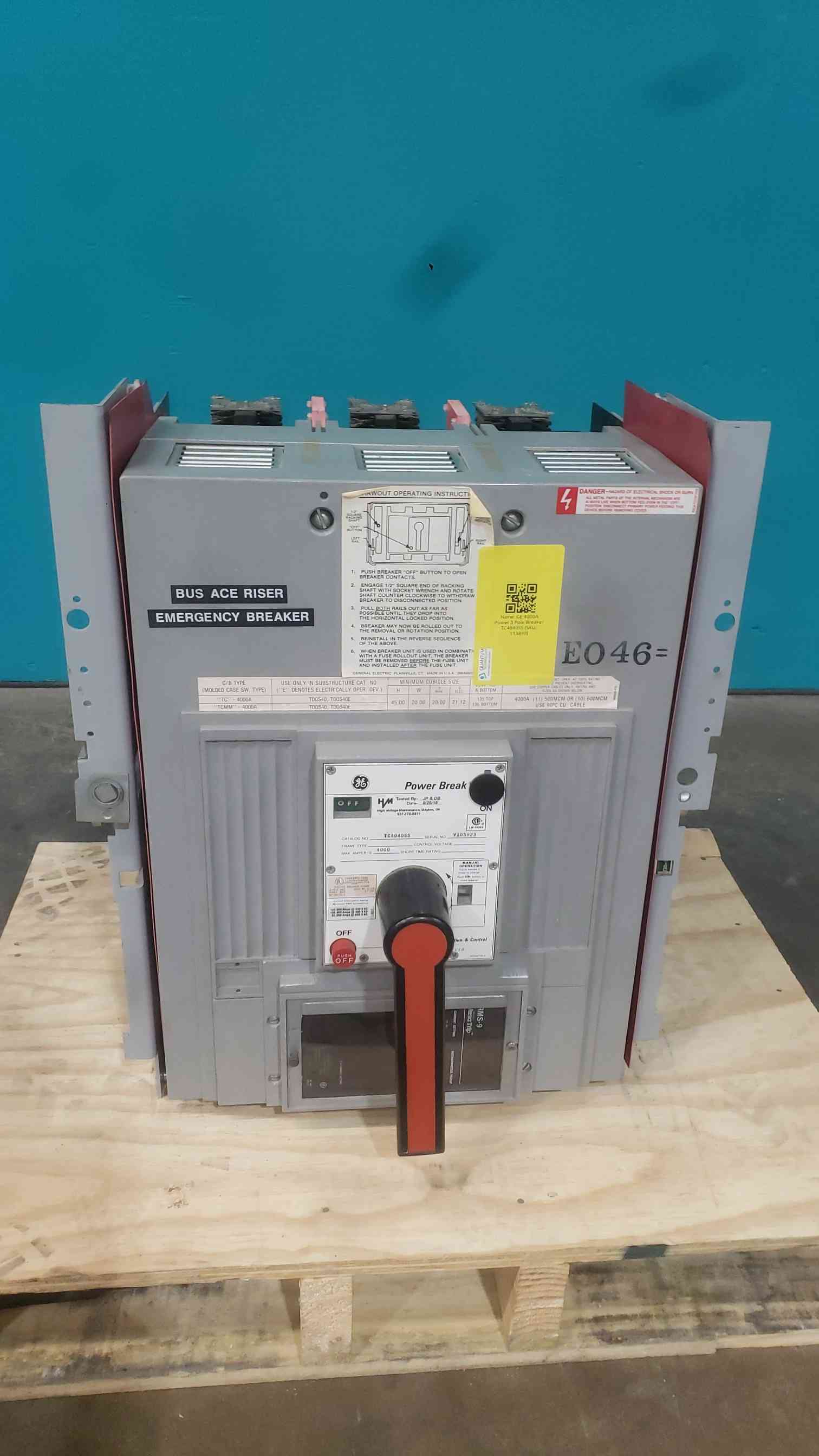 4000 Amp GE Power Break #TC4040SS, Circuit Breaker, 3 Pole, MicroVersaTrip MS-9, 480 Volts - Image 1