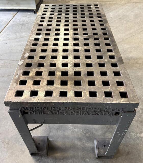 2' x 5' Acorn Welding Table, 1-3/4" Square Holes, Stand - Image 3