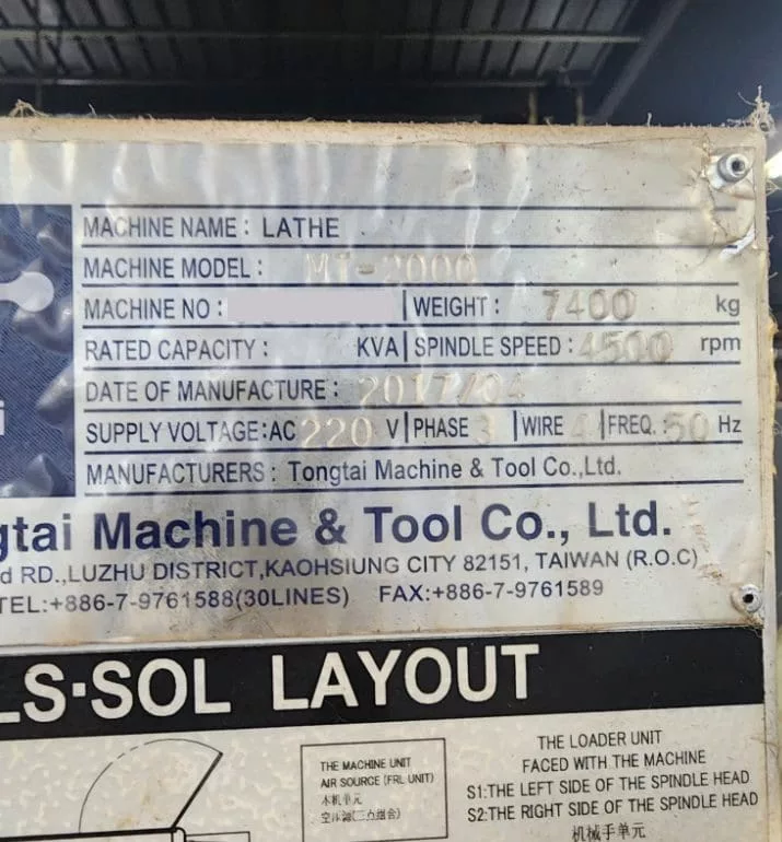 Tong-Tai #MT-2000, 8.2" swing, 8" chuck, 2.5" bar, 8.26" diameter, Fanuc Oi-TD, 12 station turret, 2017 - Image 10