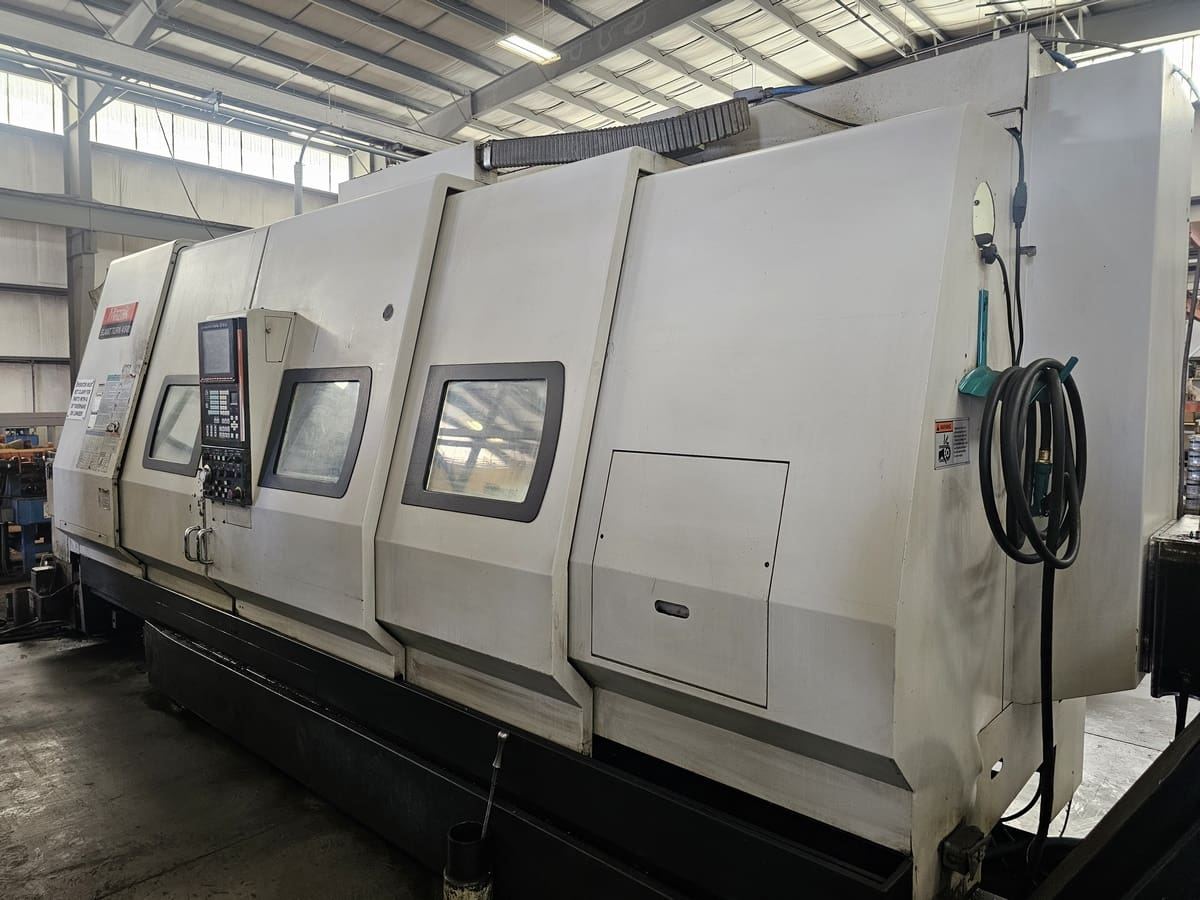 Mazak #Slant-Turn-450, 28" swing, 20" chuck, 6.5" bar, 80" centers, 24.4" diameter, Mazatrol 640, 12 station - Image 1