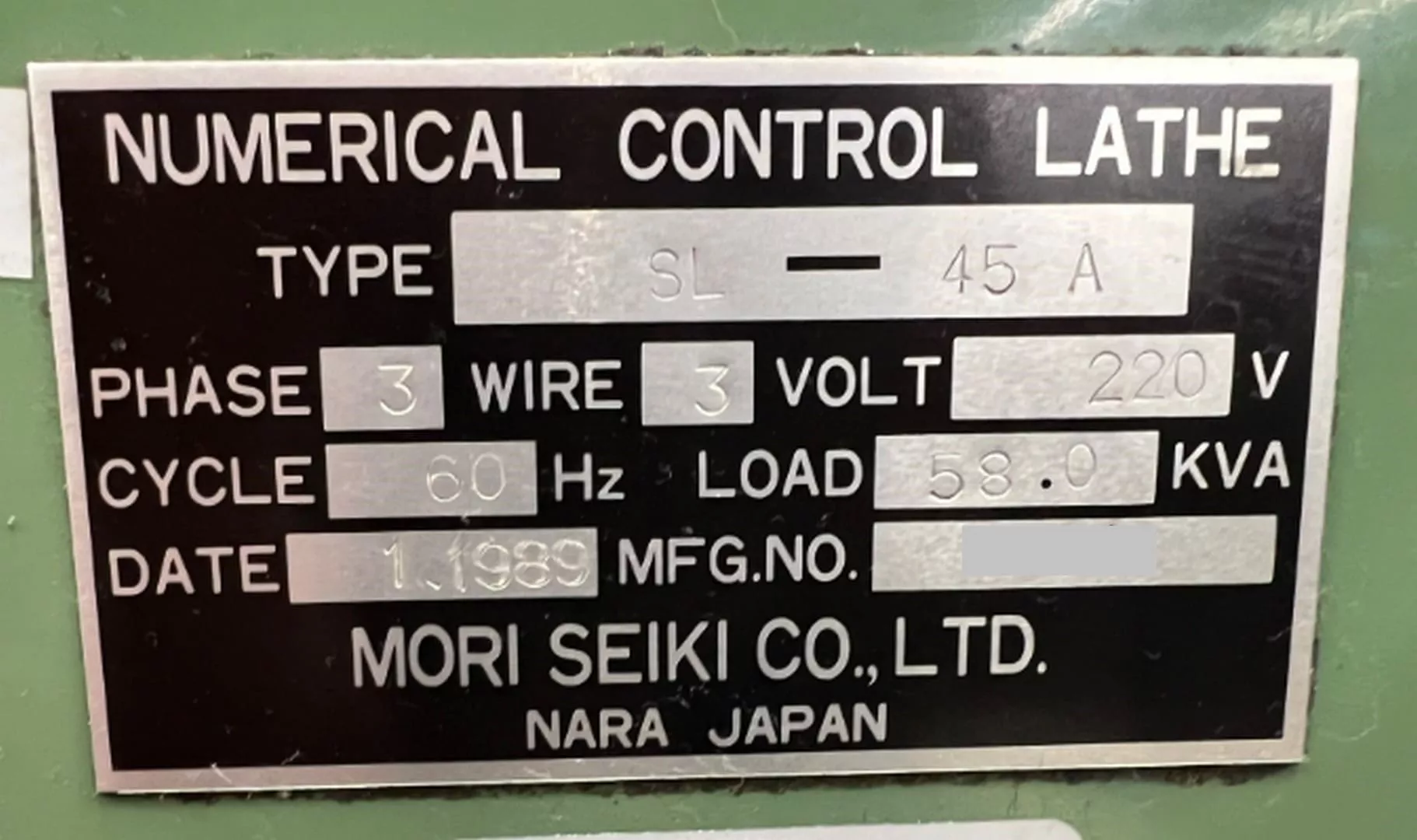 Mori Seiki #SL-45A/1500, 26.3" swing, 15" chuck, 4" bar, 60.2" centers, 19.3" diameter, Fanuc CNC, 1989 - Image 8