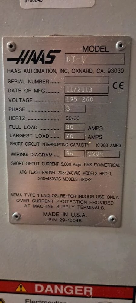 Haas #DT-1, 20" X, 16" Y, 15.5" Z, 12,000 RPM, 20 automatic tool changer, BT-30, Haas Cold Fire 2, 2013 - Image 5