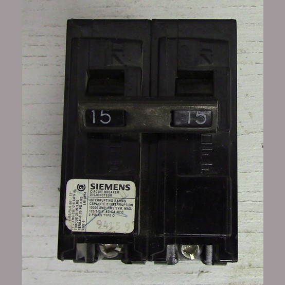 15 Amps, Siemens, Push-in Breaker, 2-pole, 120/240 Volt, (9 available) - Image 2