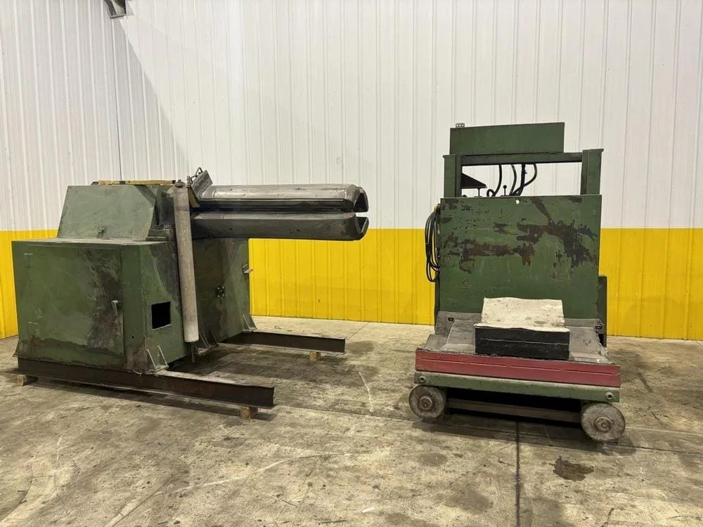 12,000 Lb. Rowe #12050-DSV, Uncoiler, 54" Width, 18"-22" ID, 60" outside dimensions, w/ Coil Car, 1965 - Image 1