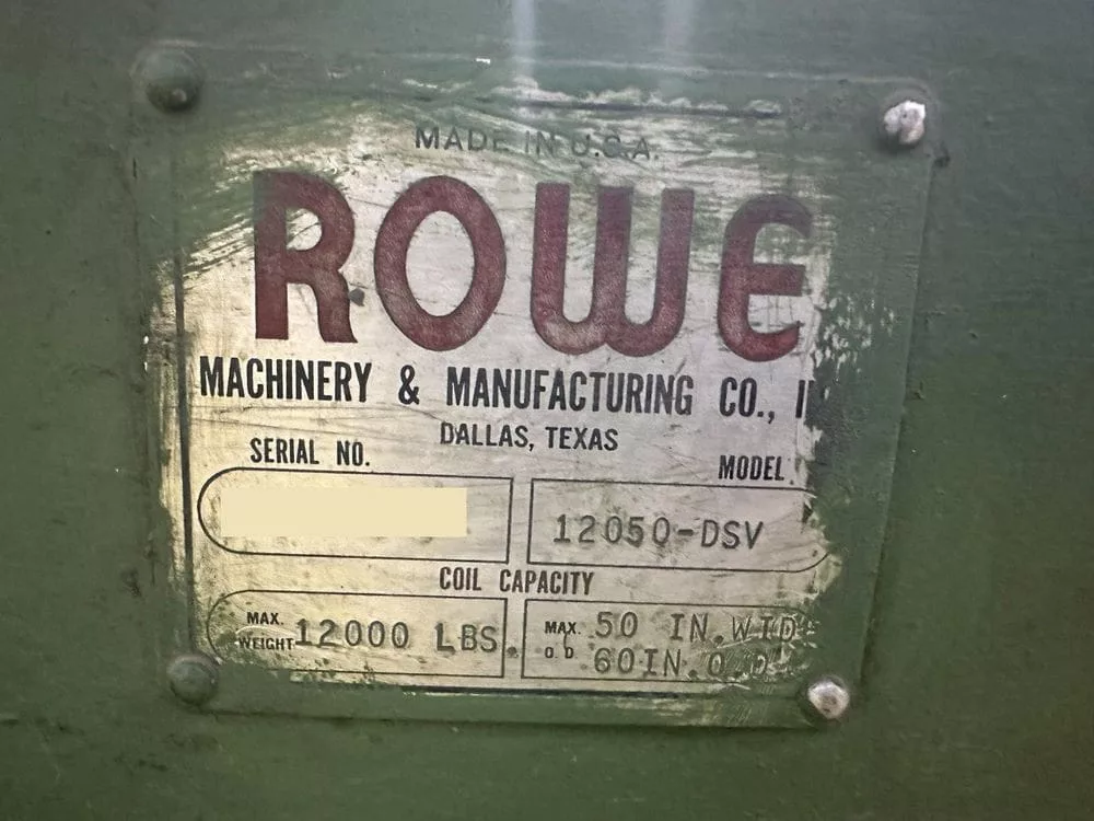 12,000 Lb. Rowe #12050-DSV, Uncoiler, 54" Width, 18"-22" ID, 60" outside dimensions, w/ Coil Car, 1965 - Image 7
