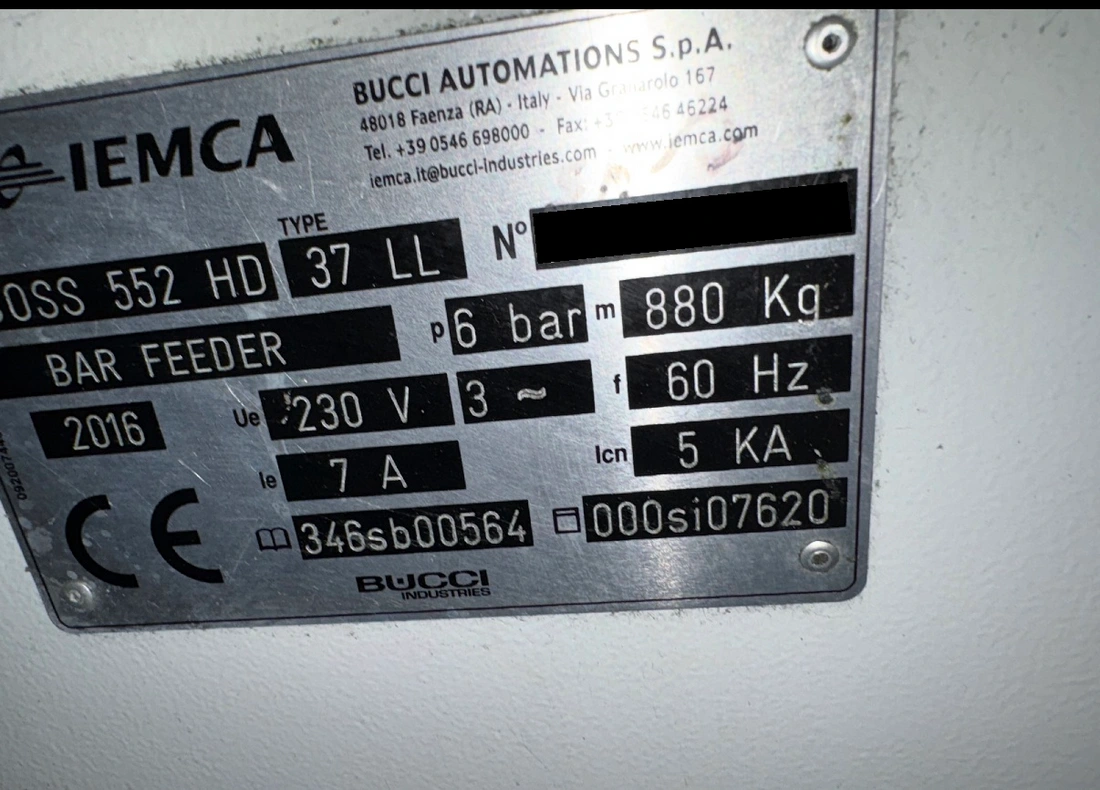 IEMCA #Boss-522-HD, Bar Feeder, 2016 - Image 4