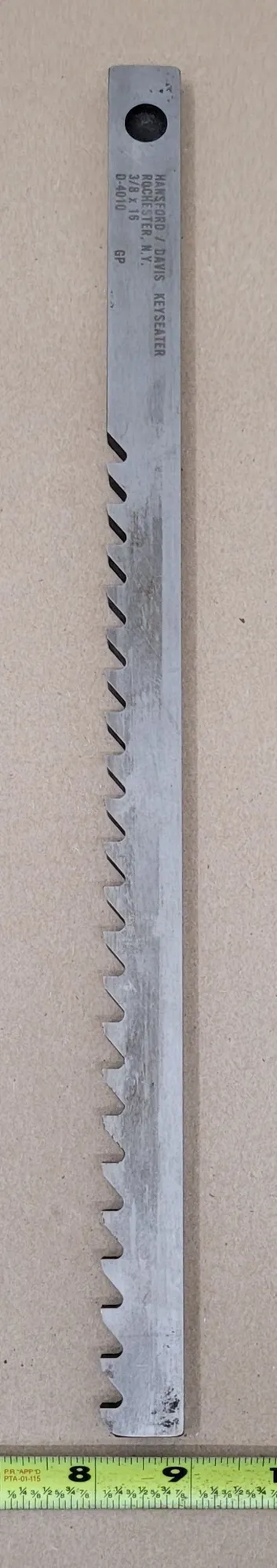 3/8" Hansford Davis #D-4010, Keyseater Broach, 7/8" Height, 1/2" Pitch, 16" Length - Image 4