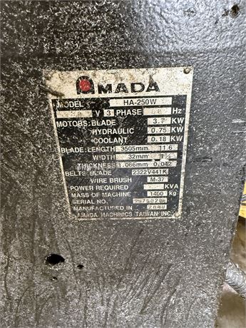 Amada #HA250-W, horizontal bandsaw, 2000 - Image 8