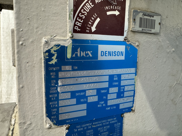 6 Ton, Denison #WR067HC264FSD366A512CE21466100303, C-frame hydraulic press, 12" stroke, 7.5 HP - Image 6