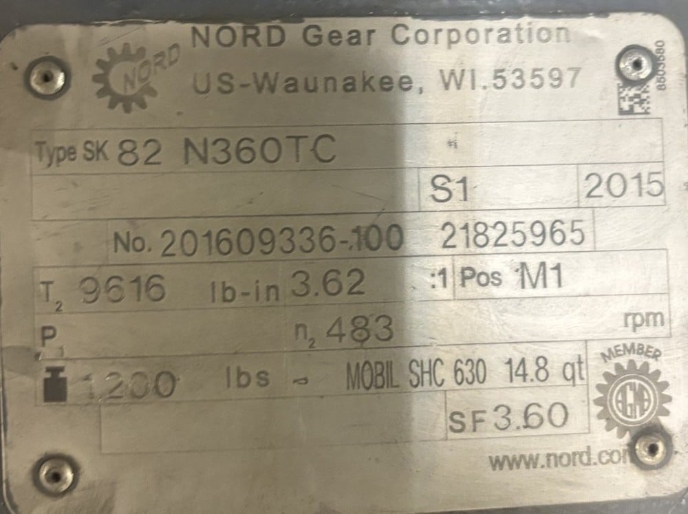 75 HP, 1800 RPM, Nord helical in-line gearbox - Image 2