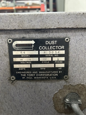 284 cfm Torit #54, Dust Collector, 5,804 FPM air velocity, 3.55" W.G., 30 sq.ft. filter area, (24) filter - Image 3