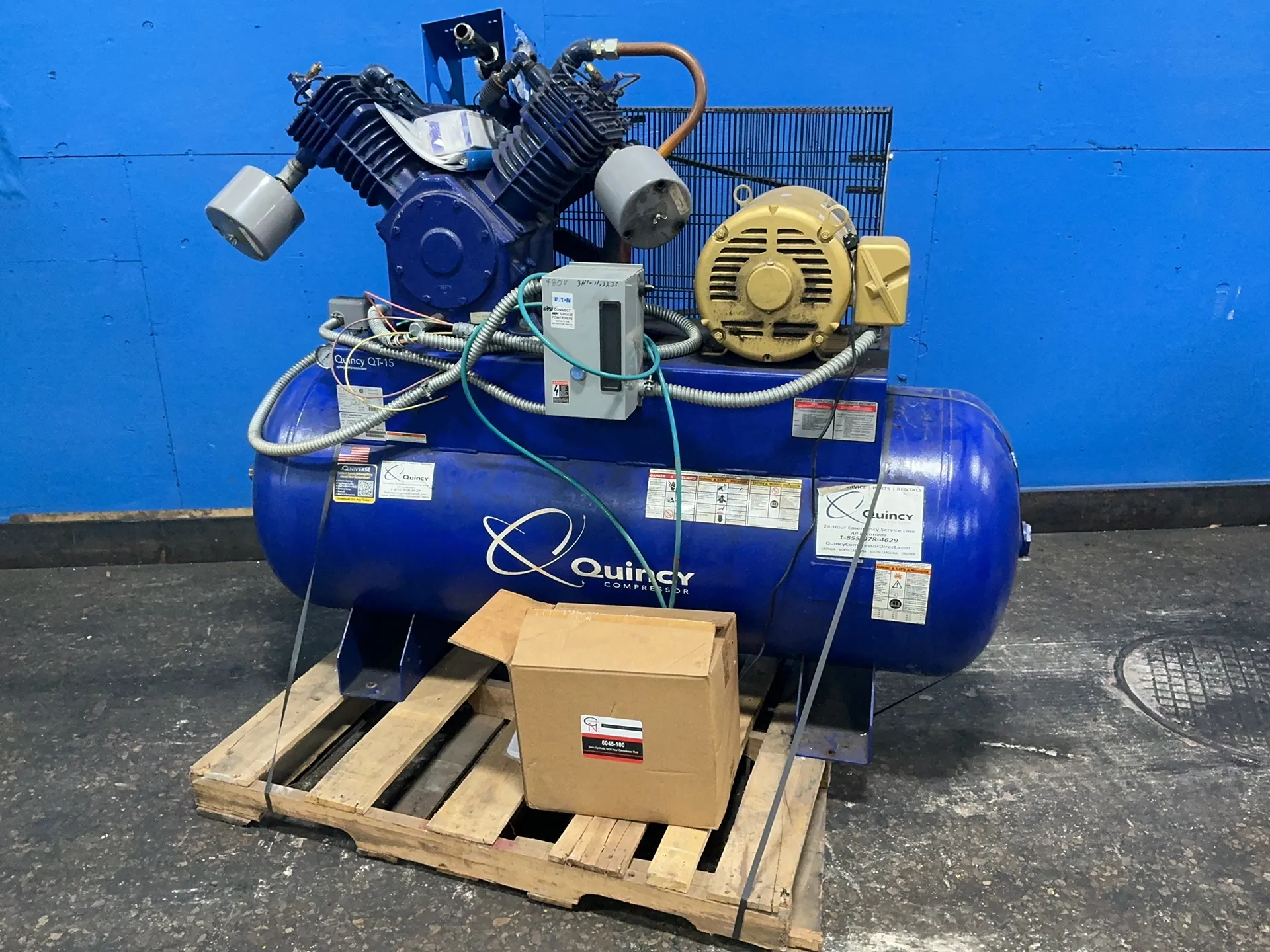 15 HP Quincy #2153DS12HCA46, QT-15 Horizontal Compressor, 51 CFM, 175 PSIG, 120 gallon Tank, 460 V., 2020 - Image 1