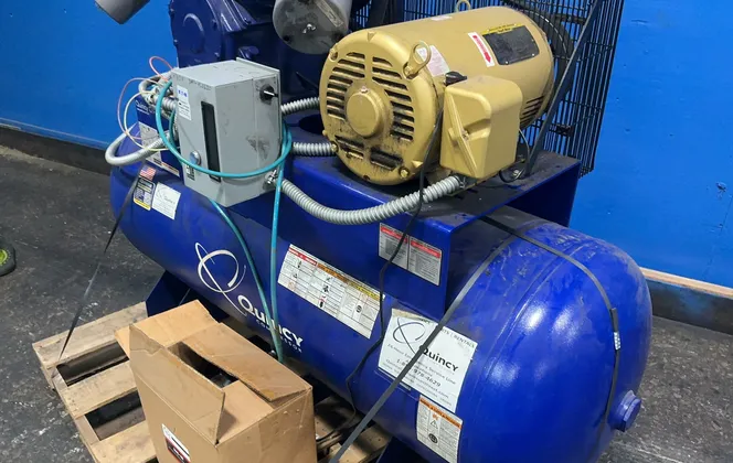15 HP Quincy #2153DS12HCA46, QT-15 Horizontal Compressor, 51 CFM, 175 PSIG, 120 gallon Tank, 460 V., 2020 - Image 7