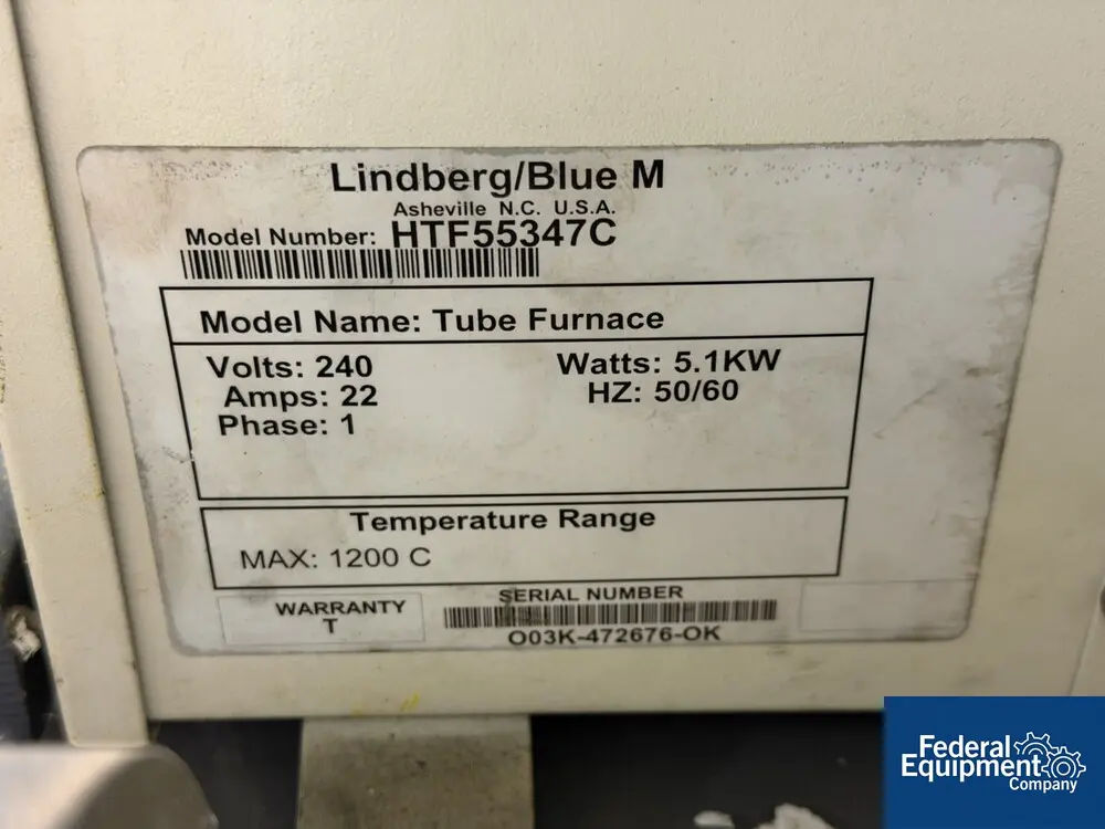 3" x 72" Lindberg #HTF5534C, Rotary Tube Calciner, 309 Stainless Steel, 1200°C, spare tube - Image 2
