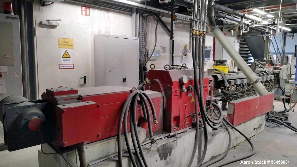 2.4" Noris #ZSC-60, Twin Screw Extrusion Line, 650-800 kg/hr Polymer Compounding, water cooled, 746 RPM, - Image 1