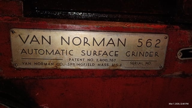 Van Norman #562, Automatic Reciprocating Surface Grinder, 220 Volt, 1PH - Image 5