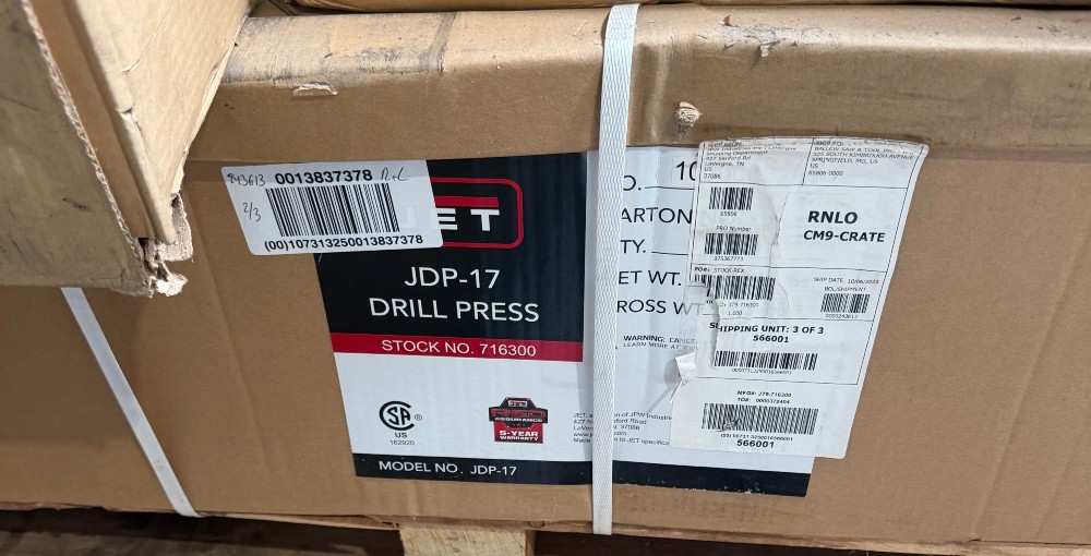 Jet #JDP-17, industrial smart drill press, digital depth system, New In Crate (NIC)/New Old Stock (NOS) - Image 2