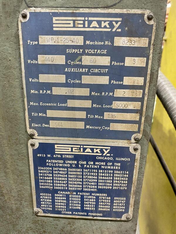 5000 lb. Sciaky #WP1-25-40, Welding positioner, 0.02-2 RPM, 440 V. - Image 8