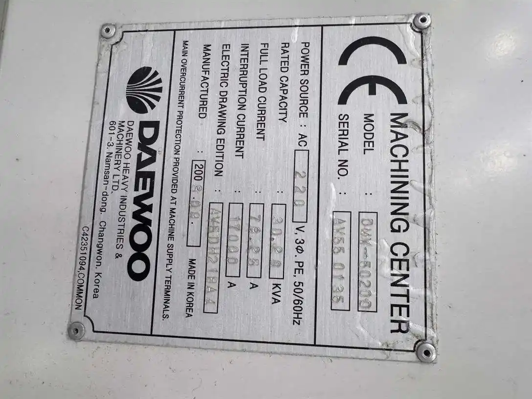 Daewoo Doosan #DMV-5020D, 4th Axis CNC vertical machining center, Fanuc 21iM, 24 automatic tool changer, Cat - Image 10