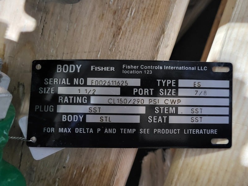 Fisher #Type-ES, 1-1/2" Class 150 Control Valve w/ Actuator, new surplus - Image 2