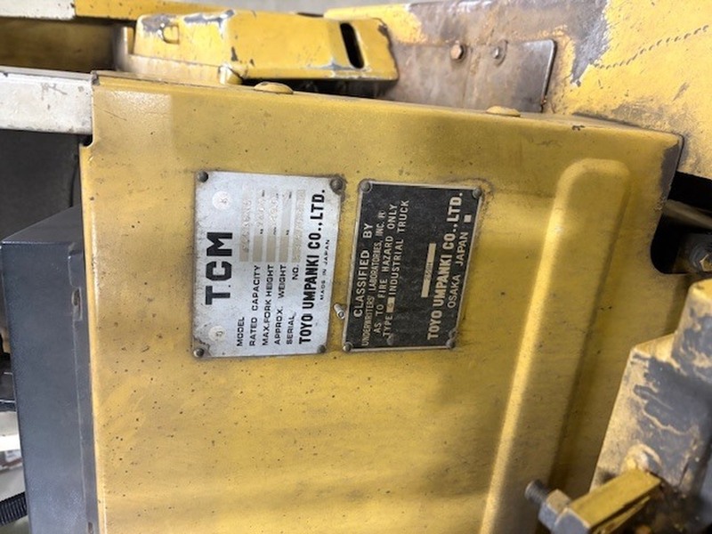 8,000 lb. TCM #FCG36N5, forklift, LPG, 189" lift, 3-stage mast, cushion tires, 7,895 hours, 1984 - Image 5