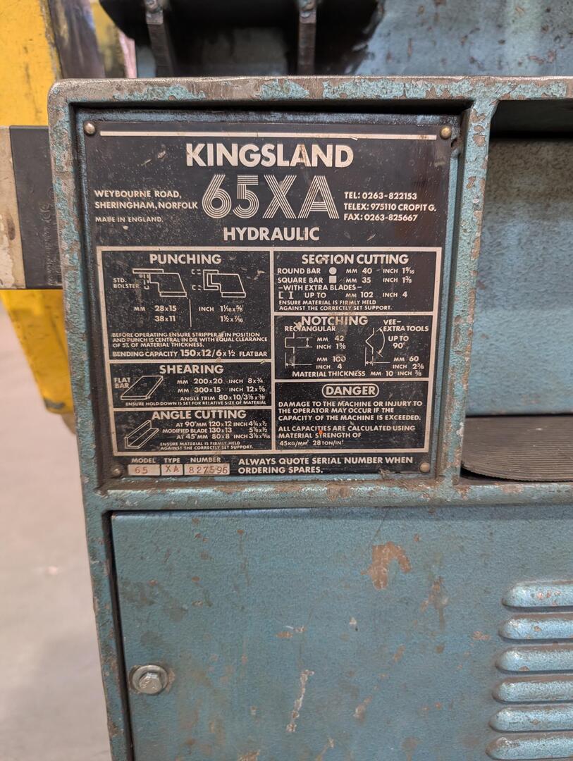 Kingsland Engineering #65XA, Compact Hydraulic Ironworker, 96 - Image 2