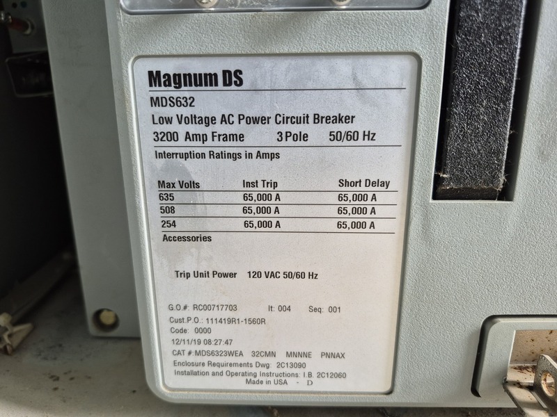 3200 Amps, Eaton Cutler-Hammer #MDS632, 3 phase magnum ds circuit brea, 2019 - Image 2