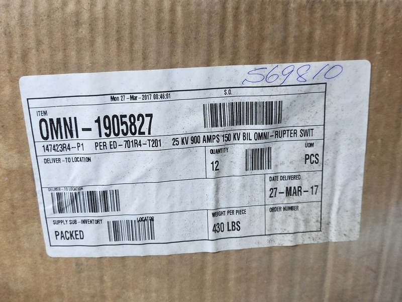 S & C Electric Co #147423R4-P1, OMNI-Rupter Switch, like new - Image 3
