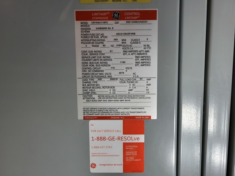 General Electric #0921X0562V02C01, limitamp motor control ce, 4160 Volts, 3 Phase, CR194A118F2, like new - Image 4