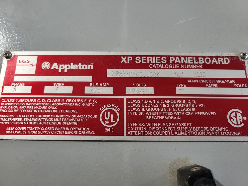 Appleton #XPE32252B.J382, 225 Amps, 120/208 Volts, 3 Phase, 42 Circuits Panelboard - Image 2