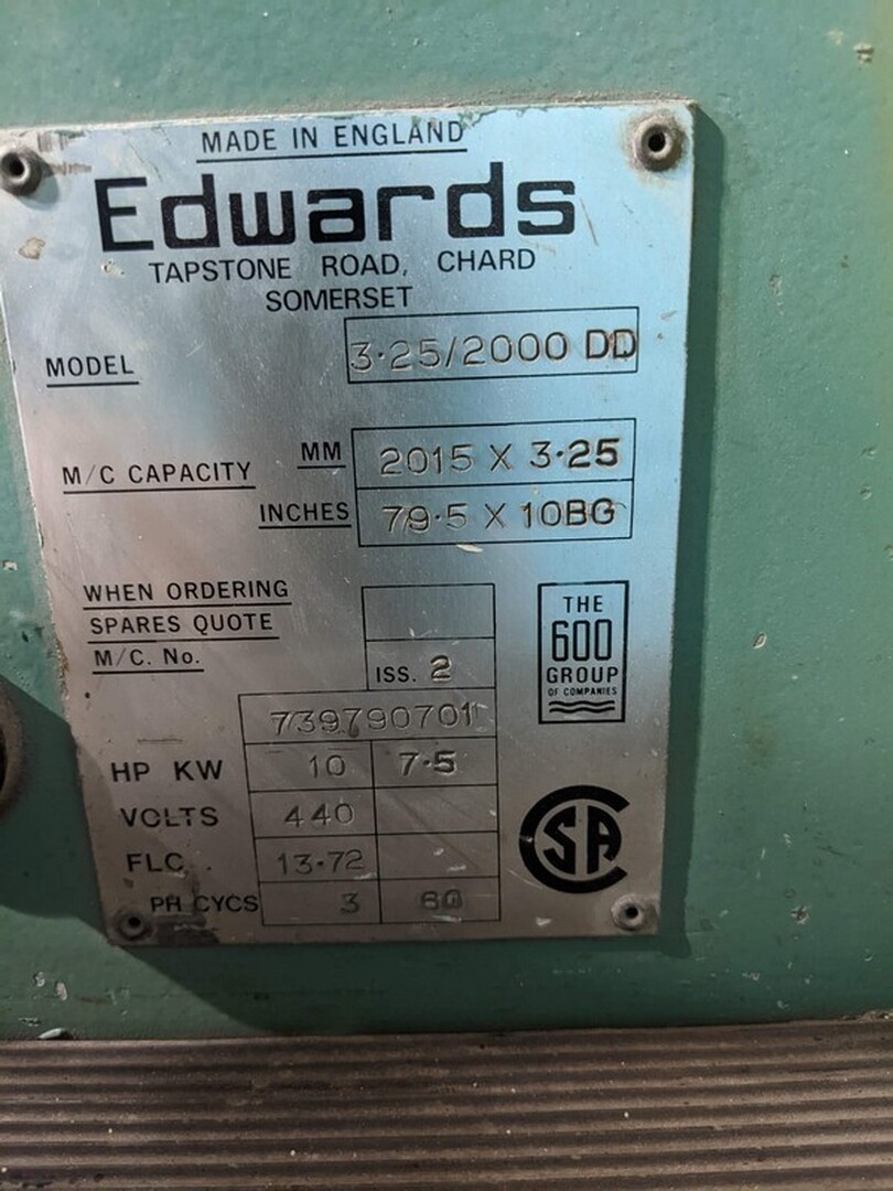 Edwards # 3.2'/2000DD, 79.2" x 3.25 mm Shear - Image 2