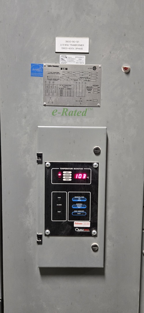 2000/2666 KVA 13800 Pri, 600Y/347 Secondary, Eaton Cutler-Hammer, Dry Type Transformer, 3PH, 2007 - Image 2