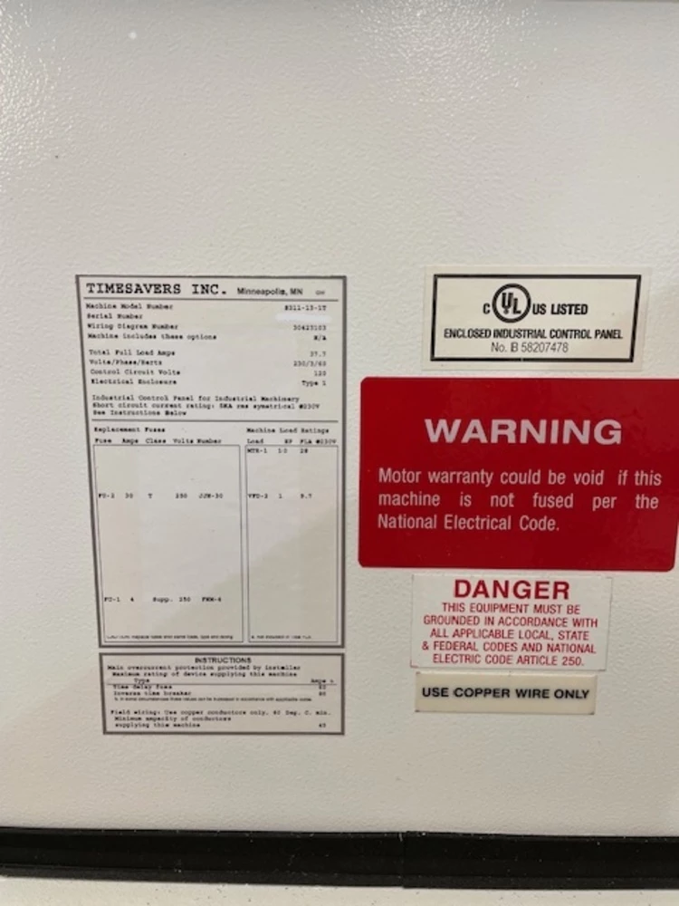 Timesavers #S311-13-1T, deburring machine, 37" x 60" belt, single combination head, 10 HP, 2020 - Image 10