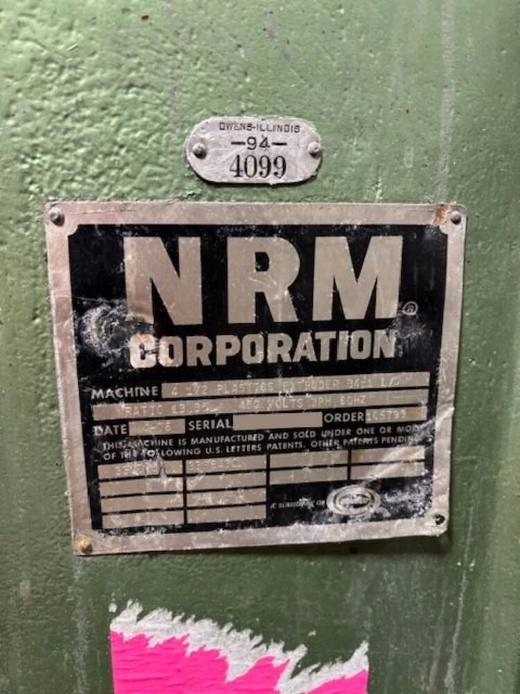 NRM single screw extruder, 34:1 L/D, air cooled, vented, 300 HP DC motor - Image 3