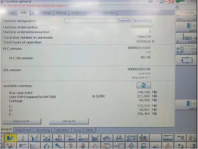 120 Ton, 6.19 oz., Battenfeld #HM110/525, injection molding machine, 18.5" x 15.53" tie bars, Unilog B6 - Image 4