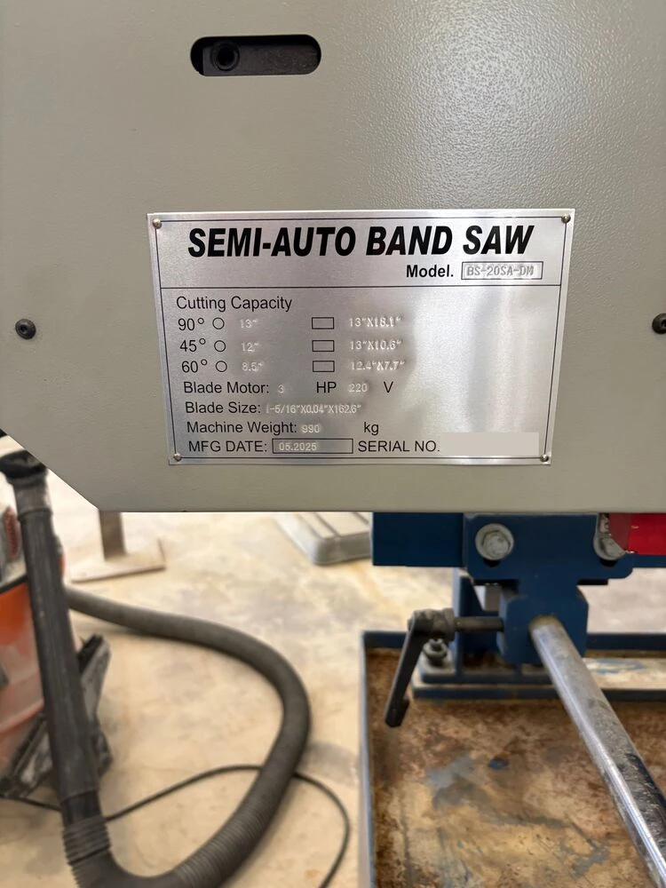 13" x 18.1" Baileigh #BS-20SA-DM, semi-automatic dual miter band saw, 45° L / 60° R swivel head, 2025 - Image 3
