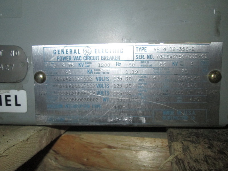 1200 Amps, General Electric, VB-4.16-350-2, 125 VDC - Image 2