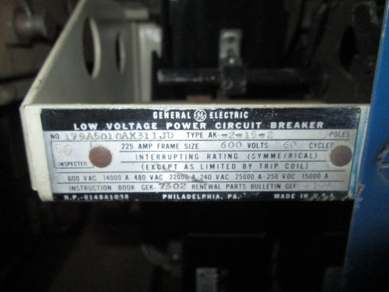 225 Amps, General Electric, AK-2-15-2, manually operated, F/M - Image 2