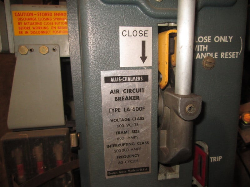 600 Amps, Allis-Chalmers, LA-600F, manually operated, drawout, 1600A fuses - Image 2