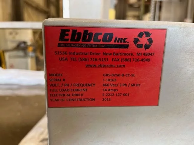 Ebbco #GRS-0250-B-CC-5L, waterjet garnet removal system, 2013 - Image 3