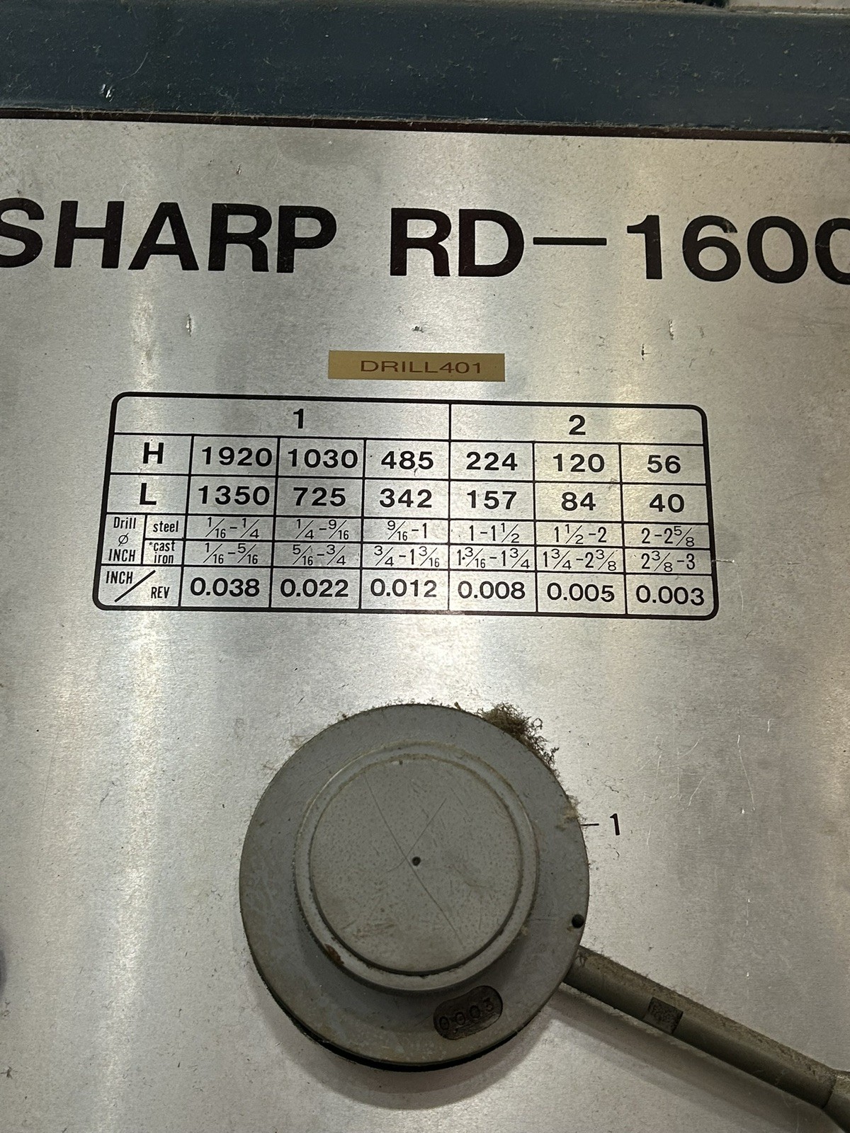 5' -13" Sharp #RD-1600, Radial Arm Drill, 49.6" spindle head travel, 7.5 HP, 1920 RPM - Image 4